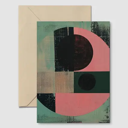 Geometric Abstract Circle Teal Pink Bauhaus