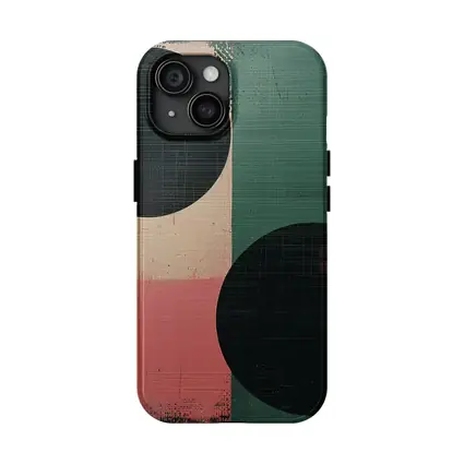 Abstract Geometric Circles Green Pink Beige