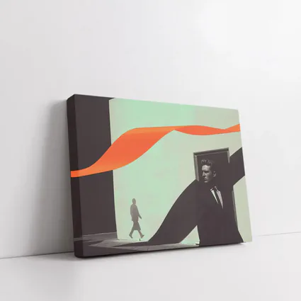 Suited Man Shadow Orange Ribbon Abstract