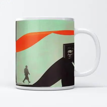 Suited Man Shadow Orange Ribbon Abstract