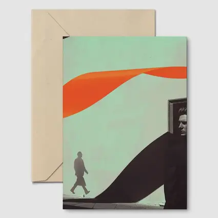 Suited Man Shadow Orange Ribbon Abstract