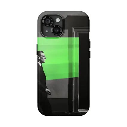 Man in Suit Walking Green Stripe Urban