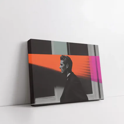 Man in Black Suit Neon Color Beams