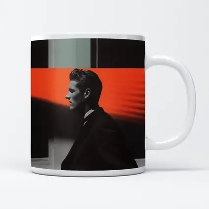 Man in Black Suit Neon Color Beams