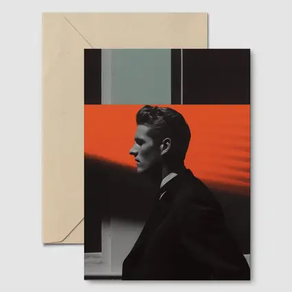 Man in Black Suit Neon Color Beams