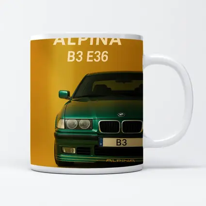 Alpina B3 E36 Green Car Yellow Background