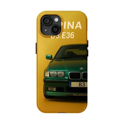 Alpina B3 E36 Green Car Yellow Background