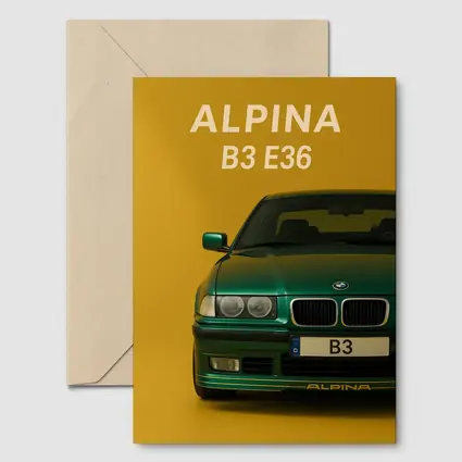 Alpina B3 E36 Green Car Yellow Background