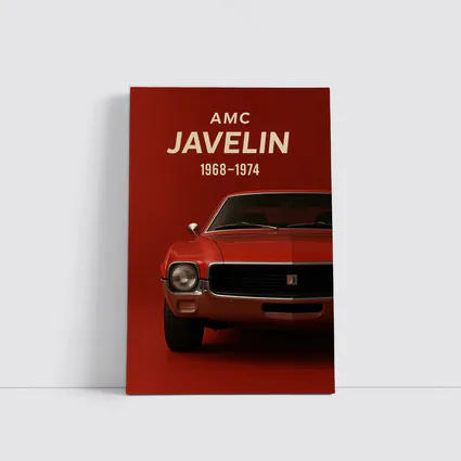AMC Javelin Muscle Car Red Background Art