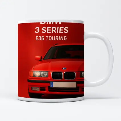 BMW E36 Touring Red Background Car Art