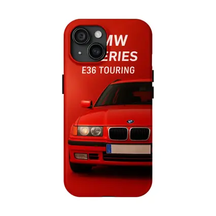 BMW E36 Touring Red Background Car Art