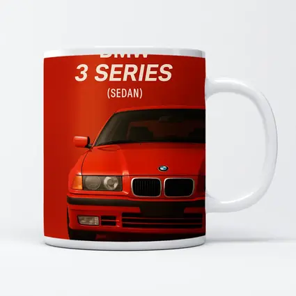 BMW 3 Series Sedan Red Background Art