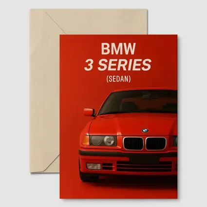 BMW 3 Series Sedan Red Background Art