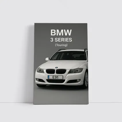 BMW Three Series Touring White Gray Background