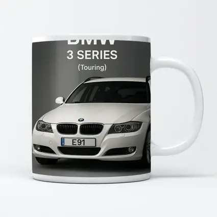 BMW Three Series Touring White Gray Background