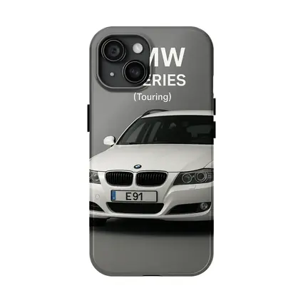 BMW Three Series Touring White Gray Background