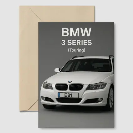 BMW Three Series Touring White Gray Background