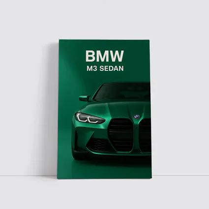 BMW M3 Sedan Green Front View Art