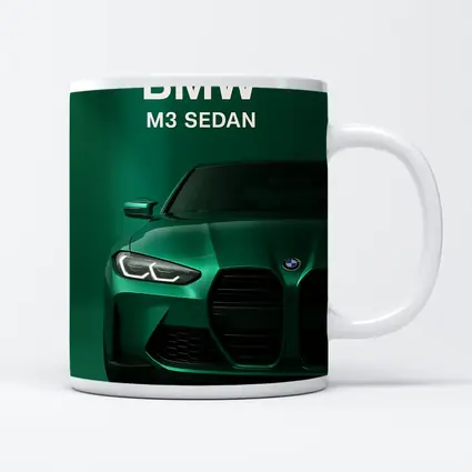 BMW M3 Sedan Green Front View Art