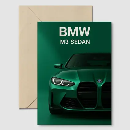 BMW M3 Sedan Green Front View Art
