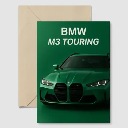 BMW M3 Touring Green Minimal Car Art
