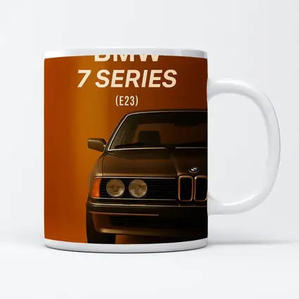 BMW Seven Series E23 Orange Background Art