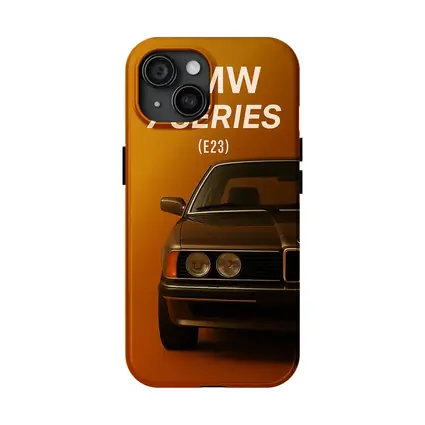 BMW Seven Series E23 Orange Background Art