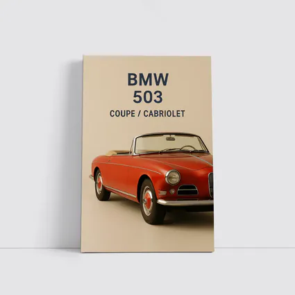 BMW 503 Cabriolet Classic Red Car Art
