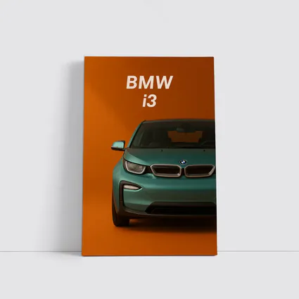 BMW i3 Electric Car Orange Background Art