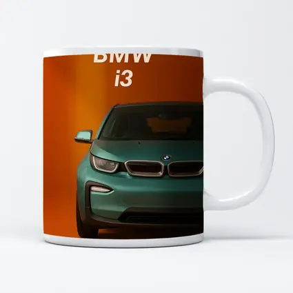 BMW i3 Electric Car Orange Background Art