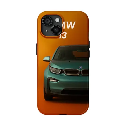 BMW i3 Electric Car Orange Background Art