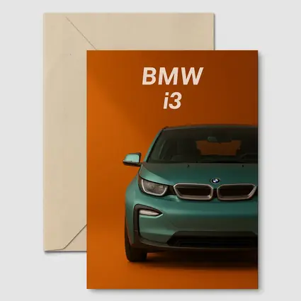 BMW i3 Electric Car Orange Background Art