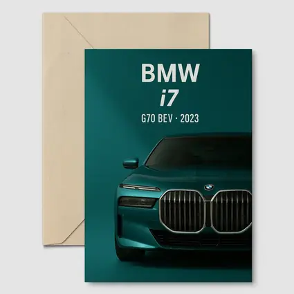BMW i7 G70 Electric Sedan Teal Background