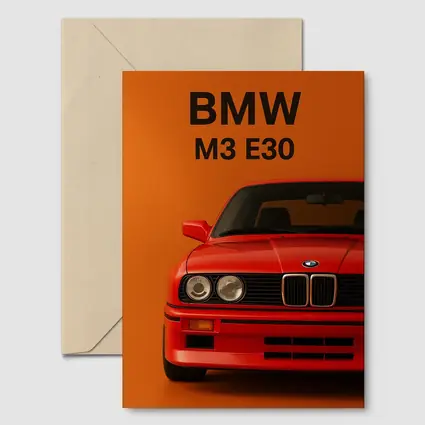 BMW M3 E30 Red On Orange Background