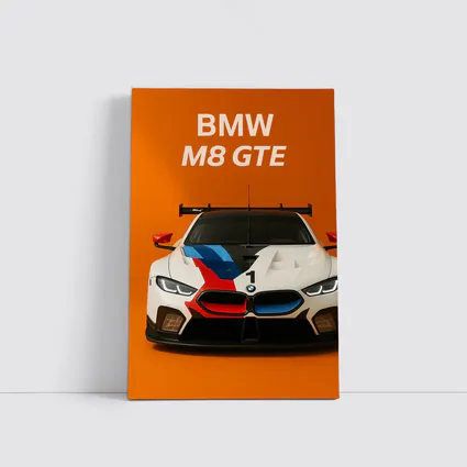 BMW M8 GTE Racing Car Orange Background