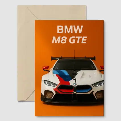 BMW M8 GTE Racing Car Orange Background