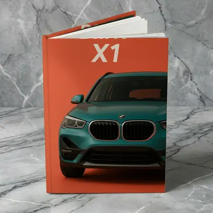 BMW X1 Teal SUV Orange Background Art