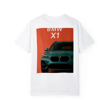 BMW X1 Teal SUV Orange Background Art