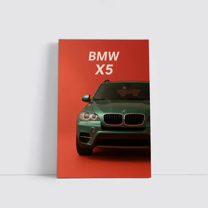 BMW X5 Green SUV Red Background Art