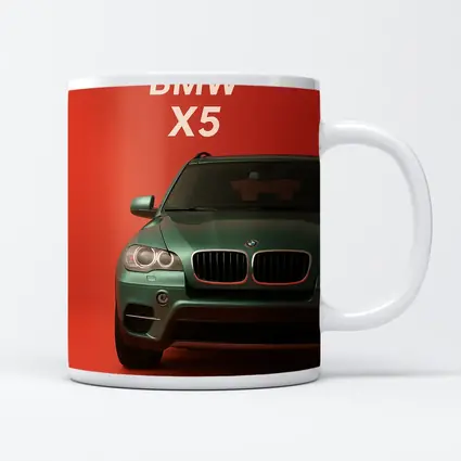 BMW X5 Green SUV Red Background Art