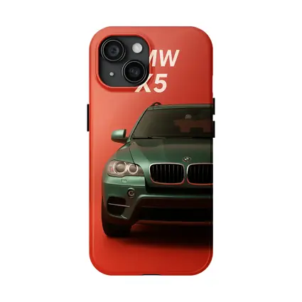 BMW X5 Green SUV Red Background Art