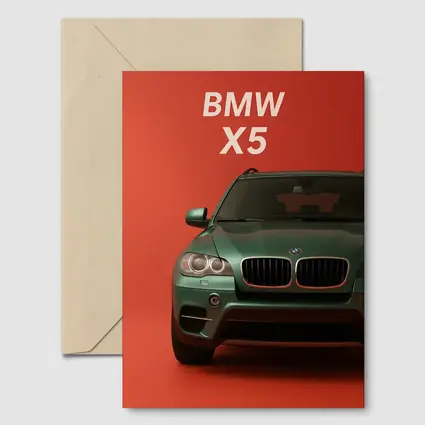 BMW X5 Green SUV Red Background Art
