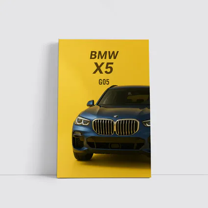 BMW X5 G05 Blue on Yellow Background