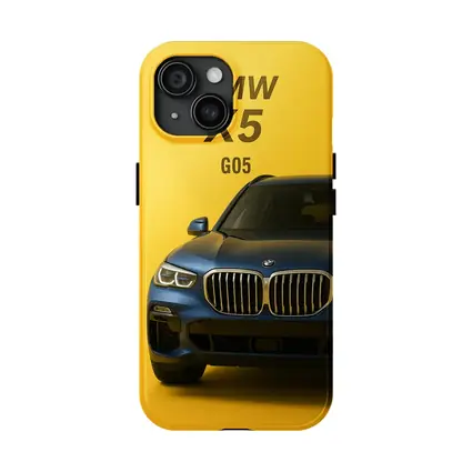 BMW X5 G05 Blue on Yellow Background