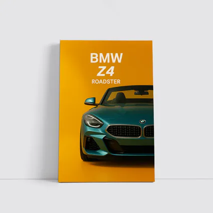 BMW Z4 Roadster Green on Yellow Background