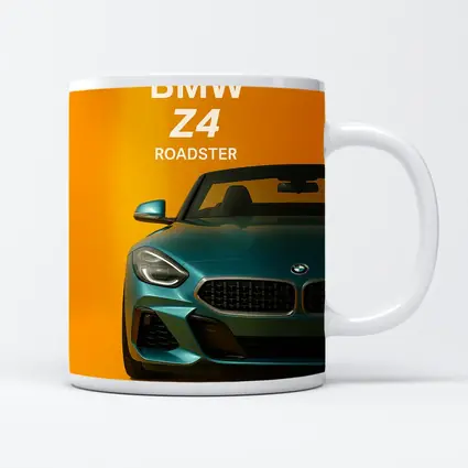 BMW Z4 Roadster Green on Yellow Background