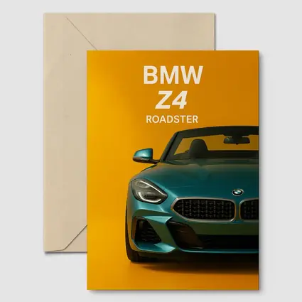 BMW Z4 Roadster Green on Yellow Background