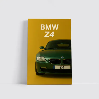 BMW Z4 Green Car Yellow Background Art