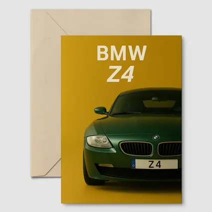 BMW Z4 Green Car Yellow Background Art