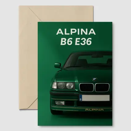 Alpina B6 E36 Green Minimal Car Art